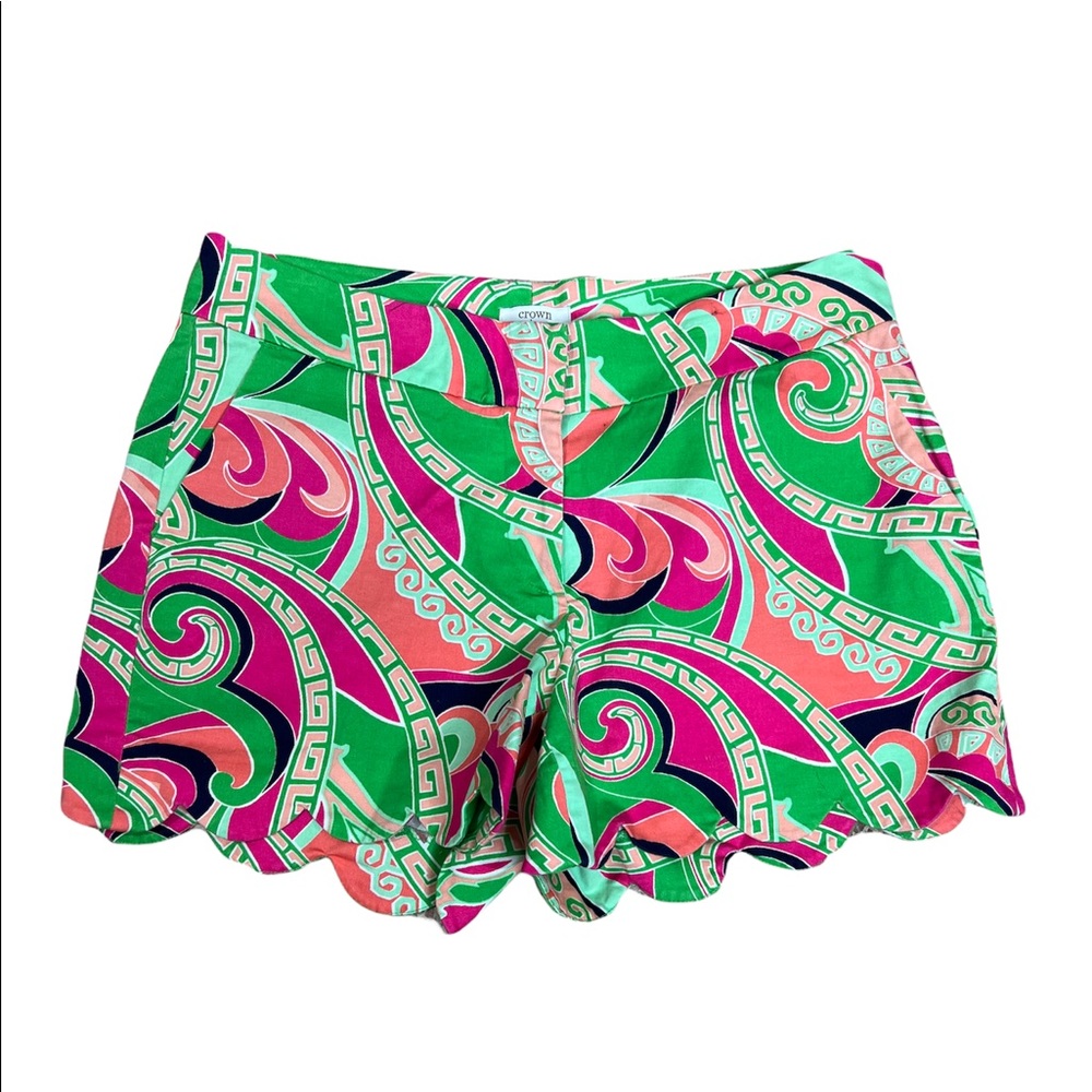 Crown & Ivy Paisley Mod Scallop Tulip hem Shorts size 4 preppy